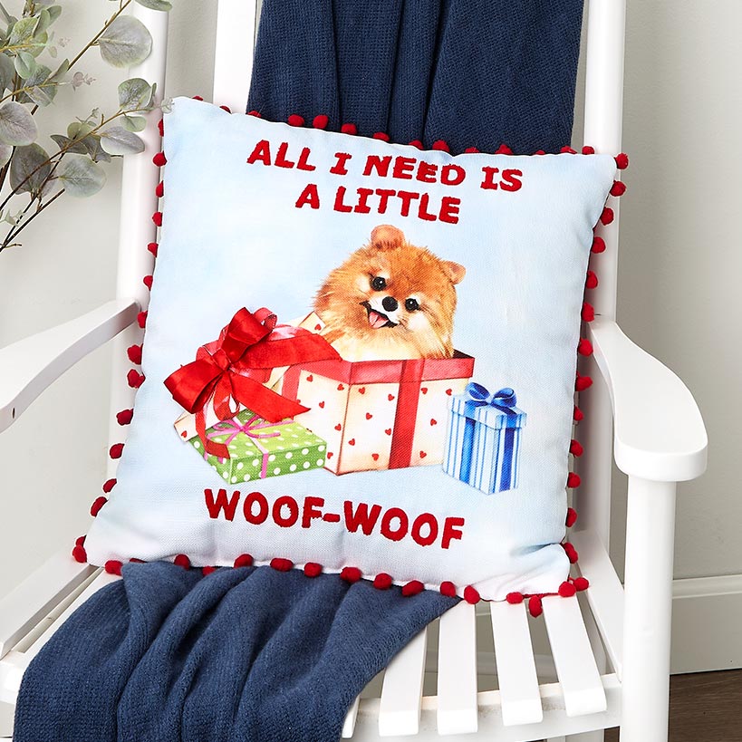 Summertime Pet Embroidered Decorative Pillow#select-pillow_a-little-woof-woof
