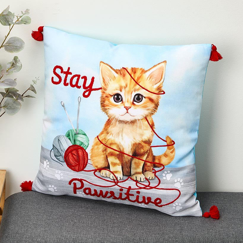 Summertime Pet Embroidered Decorative Pillow#select-pillow_stay-pawsitive