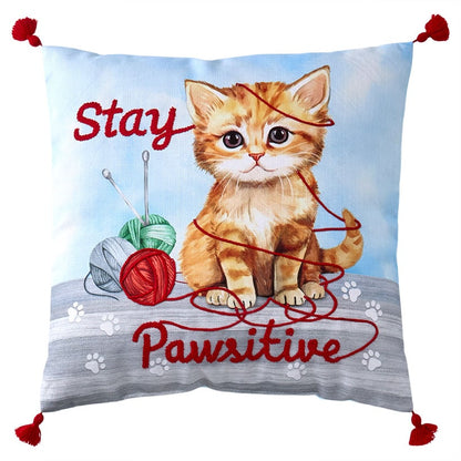 Summertime Pet Embroidered Decorative Pillow