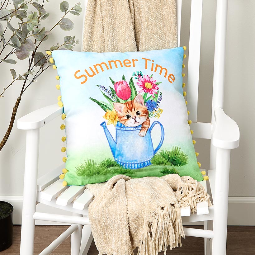 Summertime Pet Embroidered Decorative Pillow#select-pillow_summertime-kitten