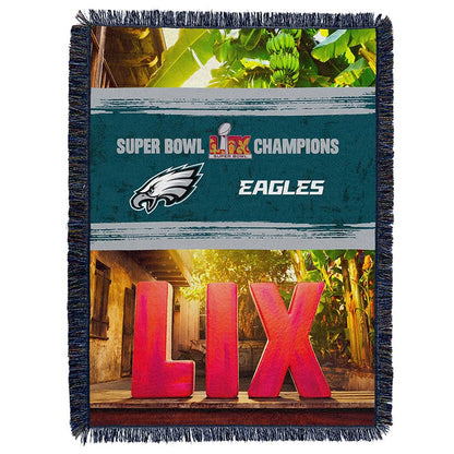Philadelphia Eagles NFL 2025 Super Bowl LIX Woven Tapestry Blanket