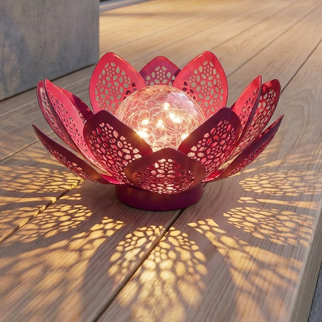 Pink Filigree Flower Solar Gazing Ball
