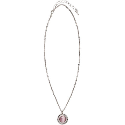 Cat Eye Stone Pink Pendant Necklace