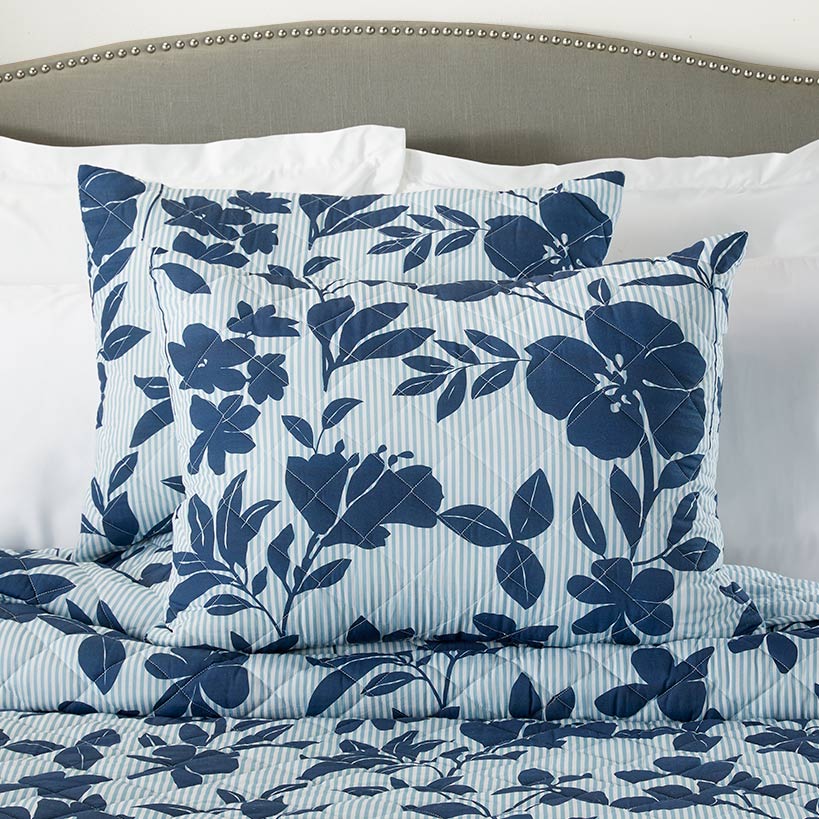 Pinstripe Floral Quilt Ensemble