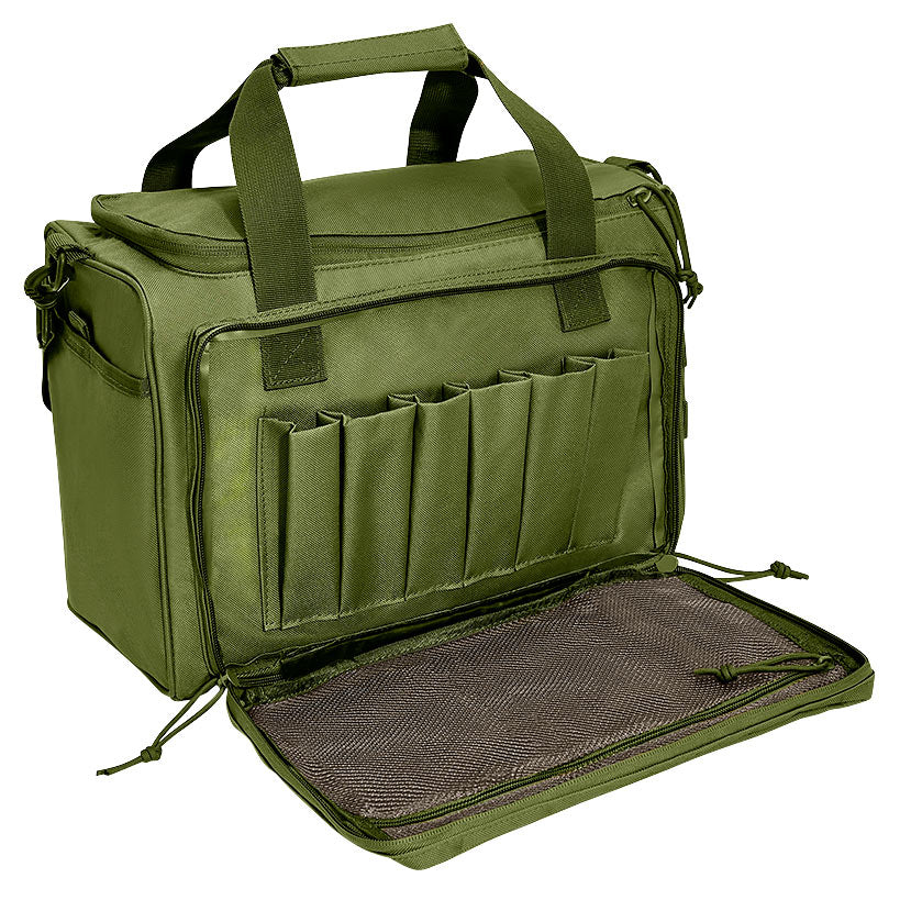 Pistol Range Bag With Zippered Main Compartment and Shoulder Strap