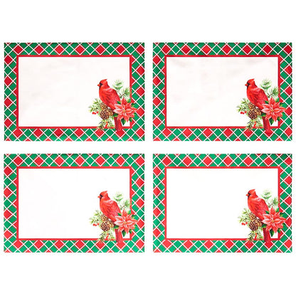 Plaid Cardinal Table Runner or Set of 4 Placemats