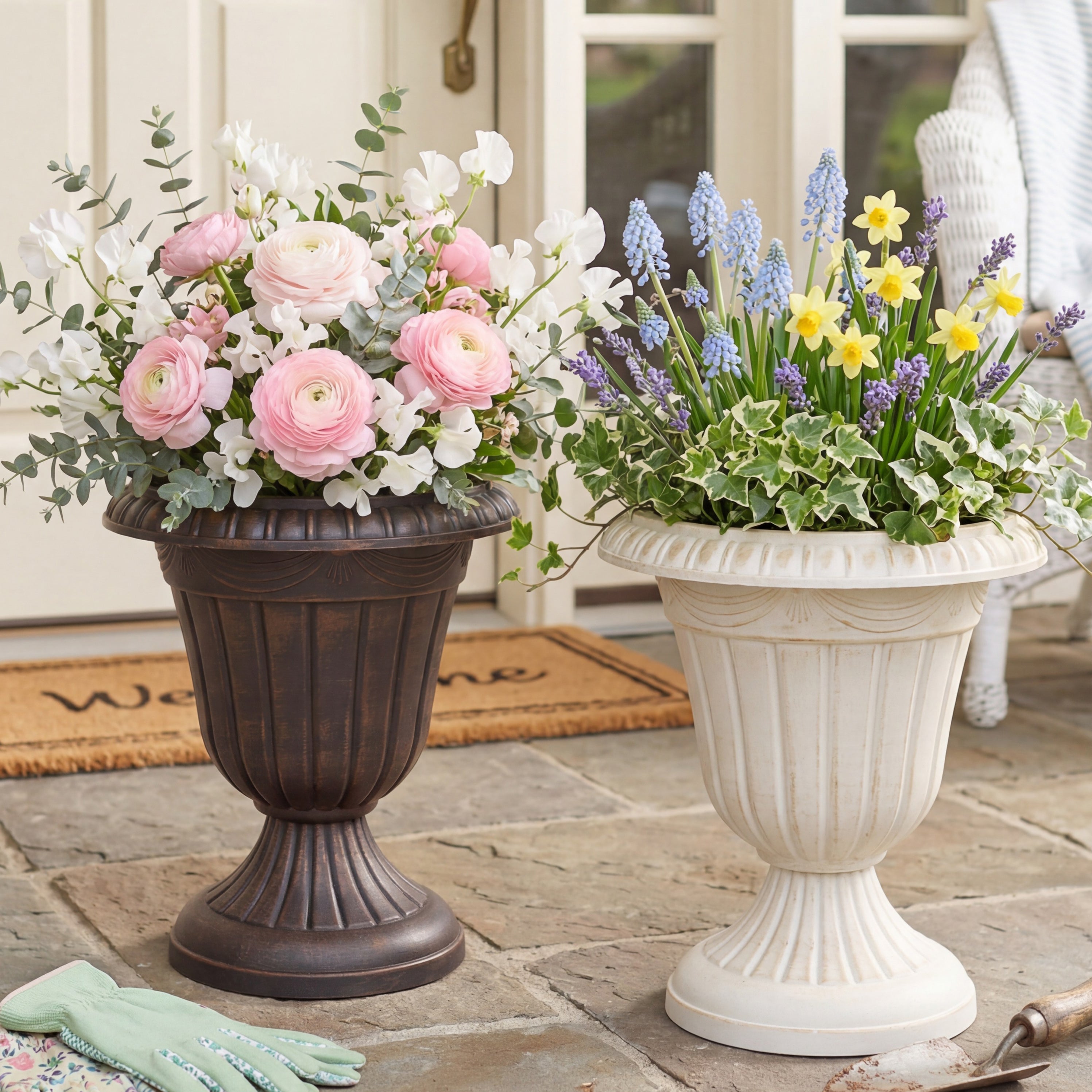 Plastic Urn Planter in Gold or Copper