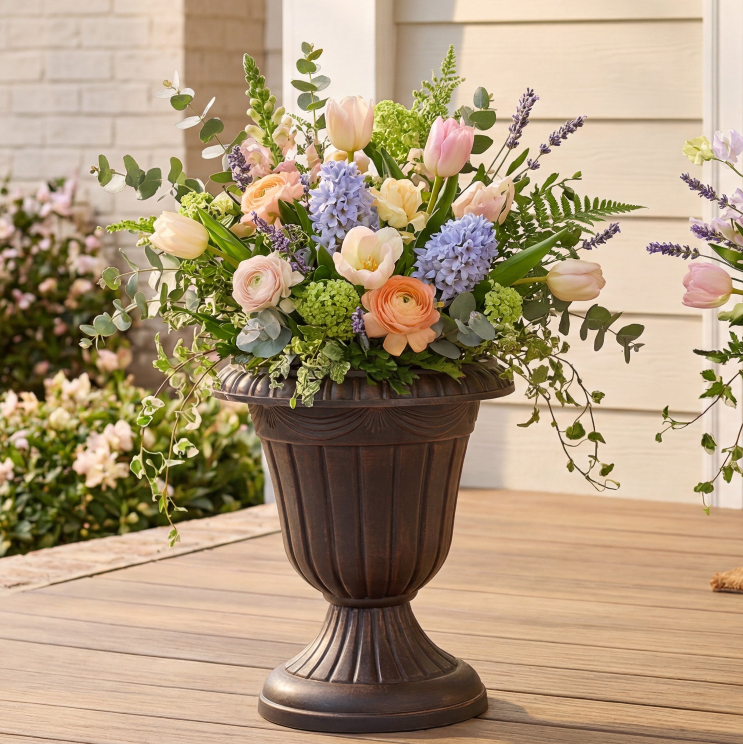 Plastic Urn Planter in Gold or Copper