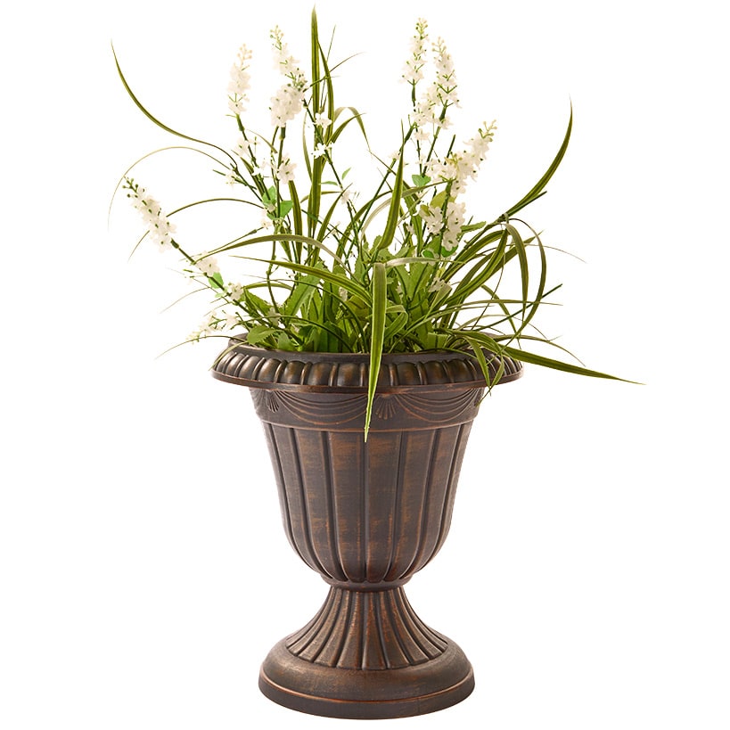 Plastic Urn Planter in White-Gold or Black-Copper#select-color_black/copper