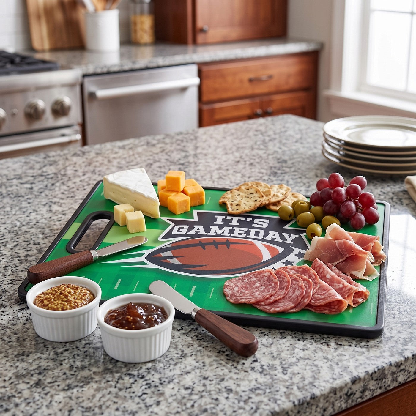 Plastic Cutting Board with Football Icon for Game Day