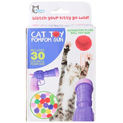 Interactive Plush Ball Shooting Cat Toy Gun
