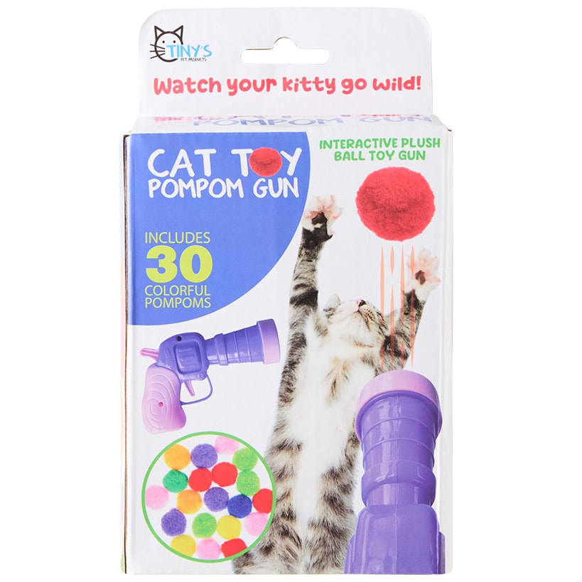 Interactive Plush Ball Shooting Cat Toy Gun