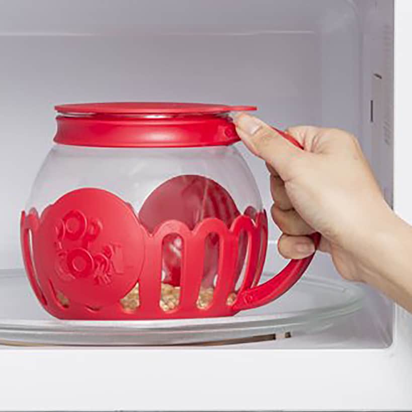 Glass Microwave Popcorn Popper with Silicone Lid