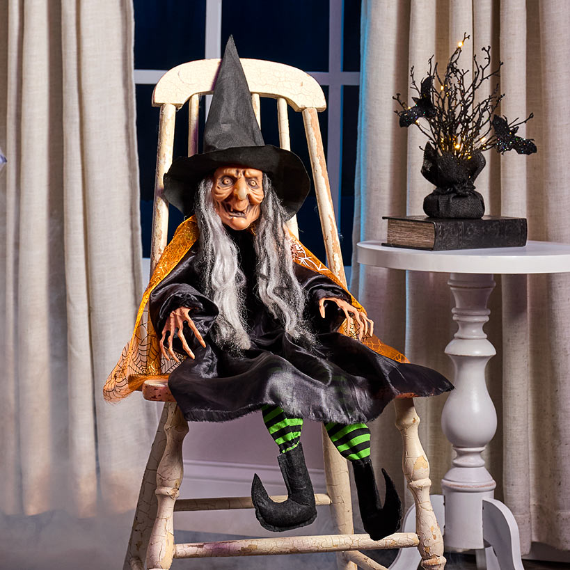 Halloween Witch Fully Poseable With Green, Orange, or Purple Cape#select-color_orange