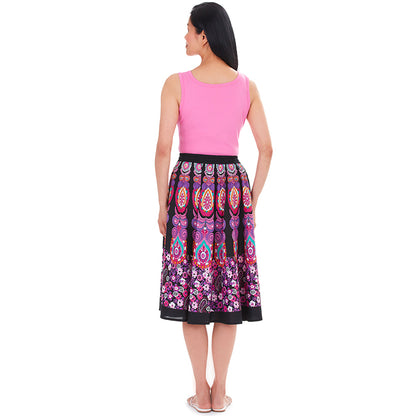 Women's Midi Circle Skirt in Paisley Print