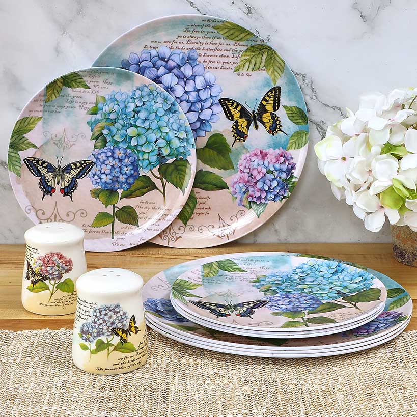 Hydrangea & Butterfly Salt and Pepper Shakers