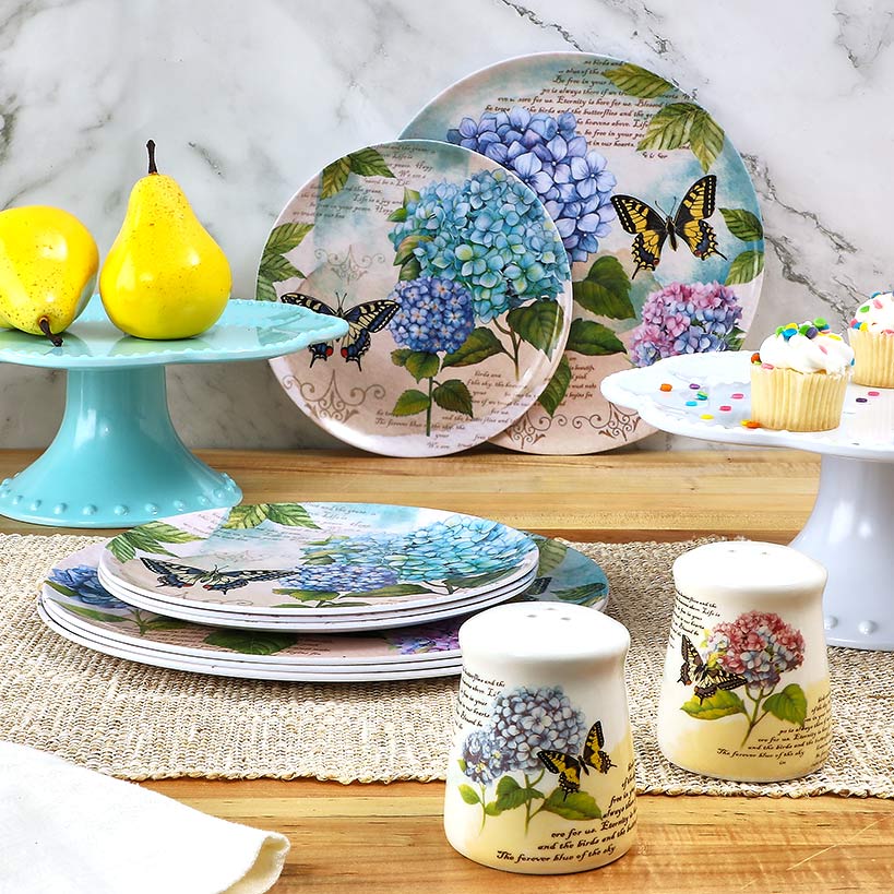 Hydrangea & Butterfly Salt and Pepper Shakers