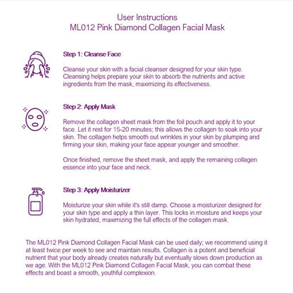 Set of 2 Prospera Pink Diamond Collagen Facial Masks