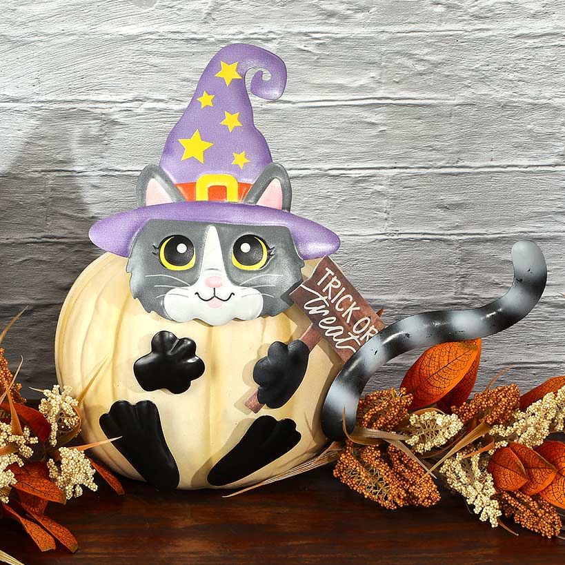 Pumpkin Decorating Kits Metal In Cat Ghost Bird Or Skeleton Characters#select-kit_cat