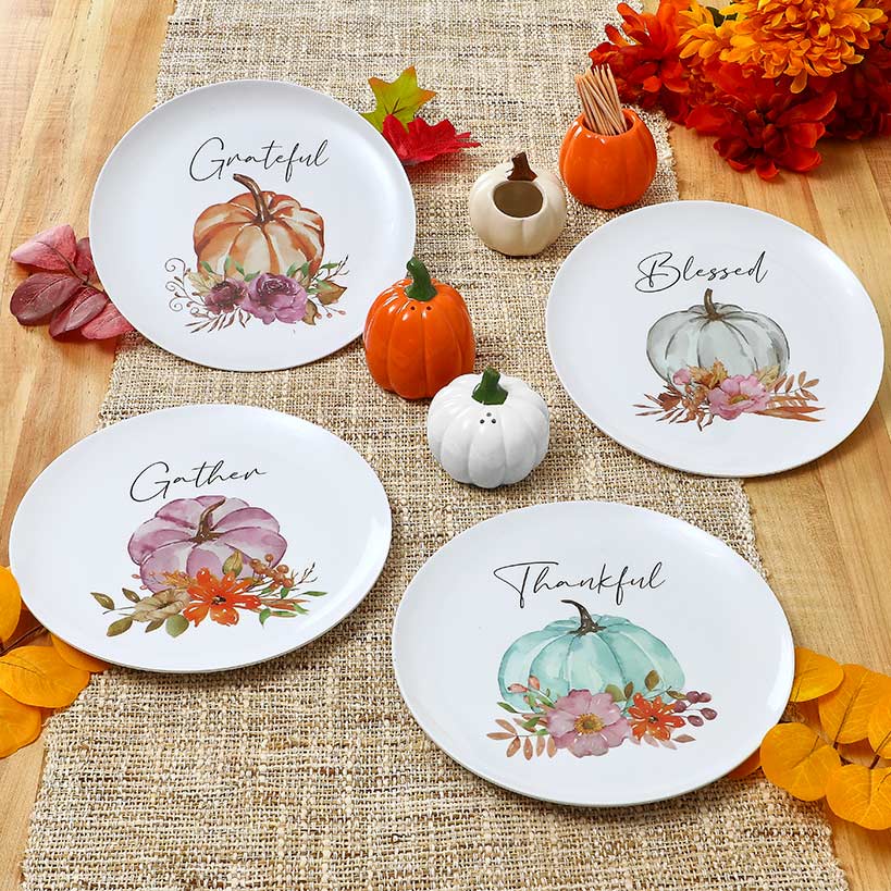 Pastel Fall Sentiments Pumpkin Salt and Pepper Shakers