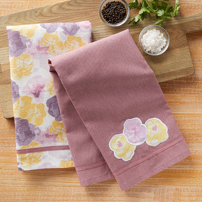 Sets of 2 Purple Floral Towels