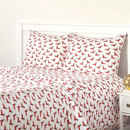 Flannel Warm and Cozy Queen Size 4pc Dachshund Sheet Set