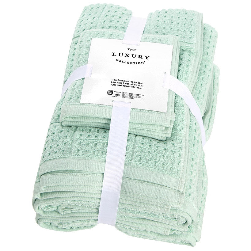 Quick Dry 100% Cotton Bath Towels, 6 Piece Set