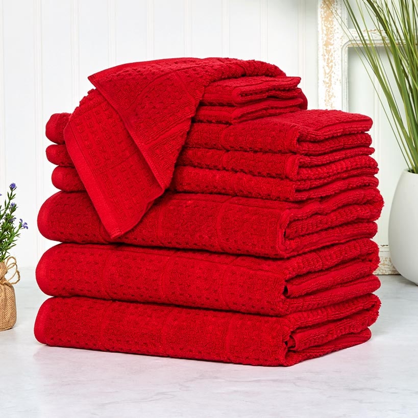 Quick Dry 100% Cotton Bath Towels, 6 Piece Set#select-towel_chili-pepper-red
