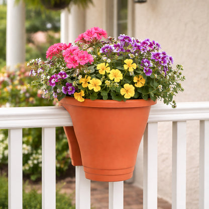 Rail Planter for Deck or Balcony Terracotta Gray or Green