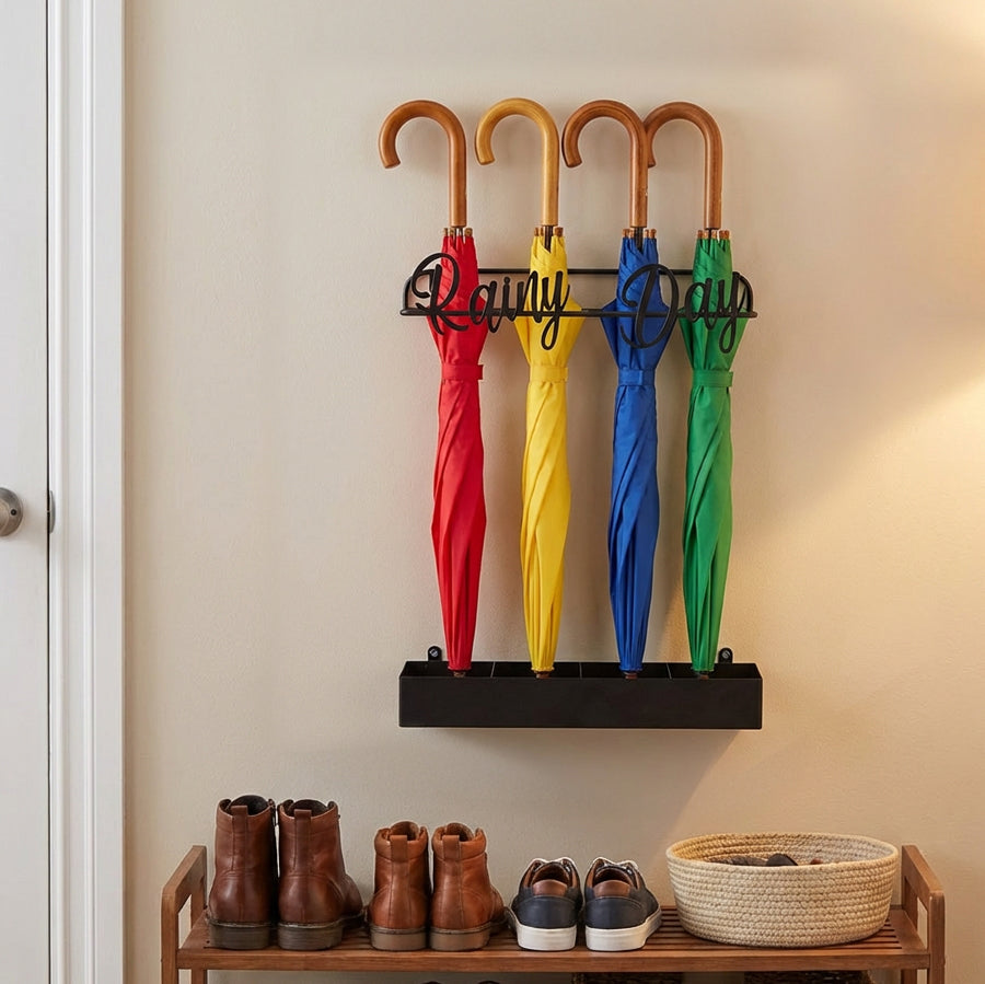 #24（umbrellaCompany） Entryway Wall-Mounted Umbrella Stand - 4 Slots | LTD Commodities