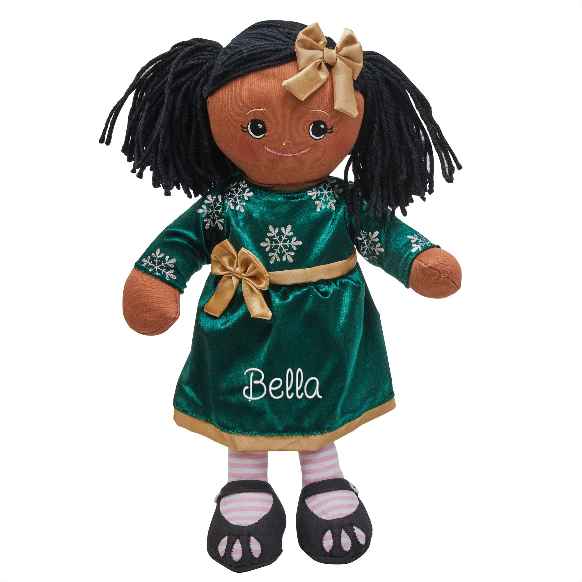 Personalized Rag Doll with Holiday Green Dress