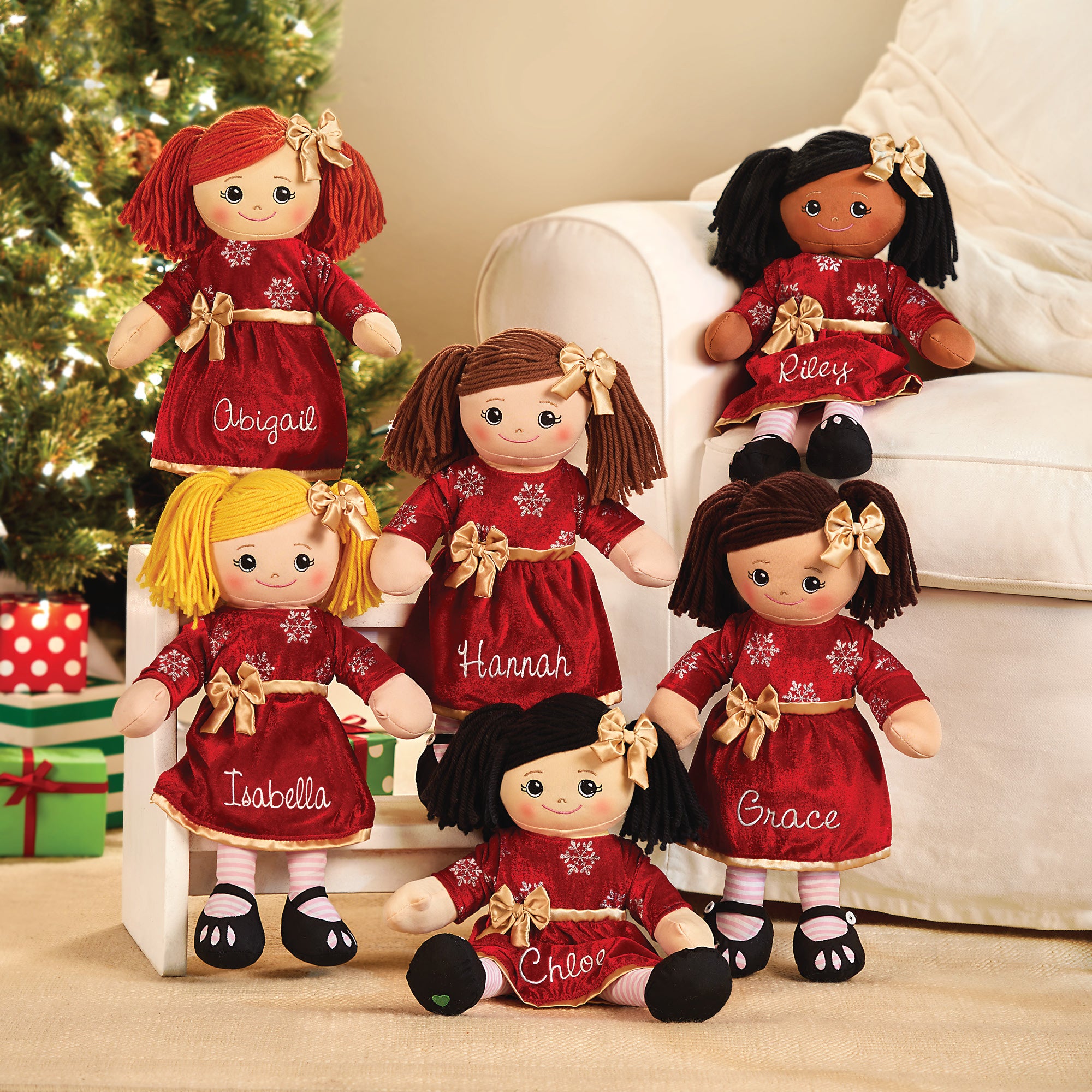 Personalized Rag Doll with Holiday Dress