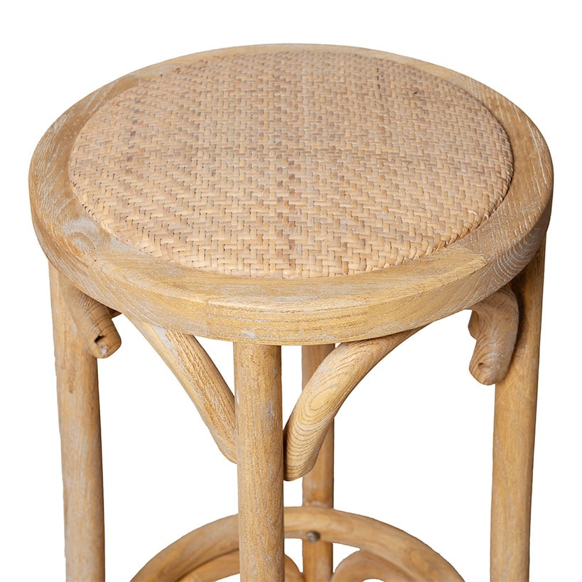 Rae Rattan Seat Backless Barstool