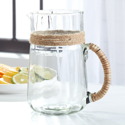 Rattan Wrapped Glass Pitcher