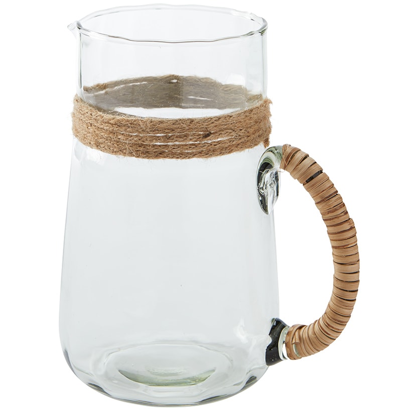 Rattan Wrapped Glass Pitcher