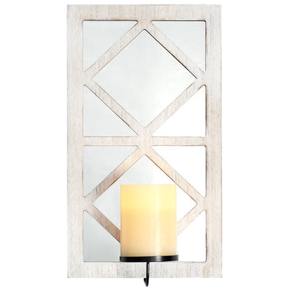 Windowpane Mirror Wall Sconce With Candle - Black, Natural, or White