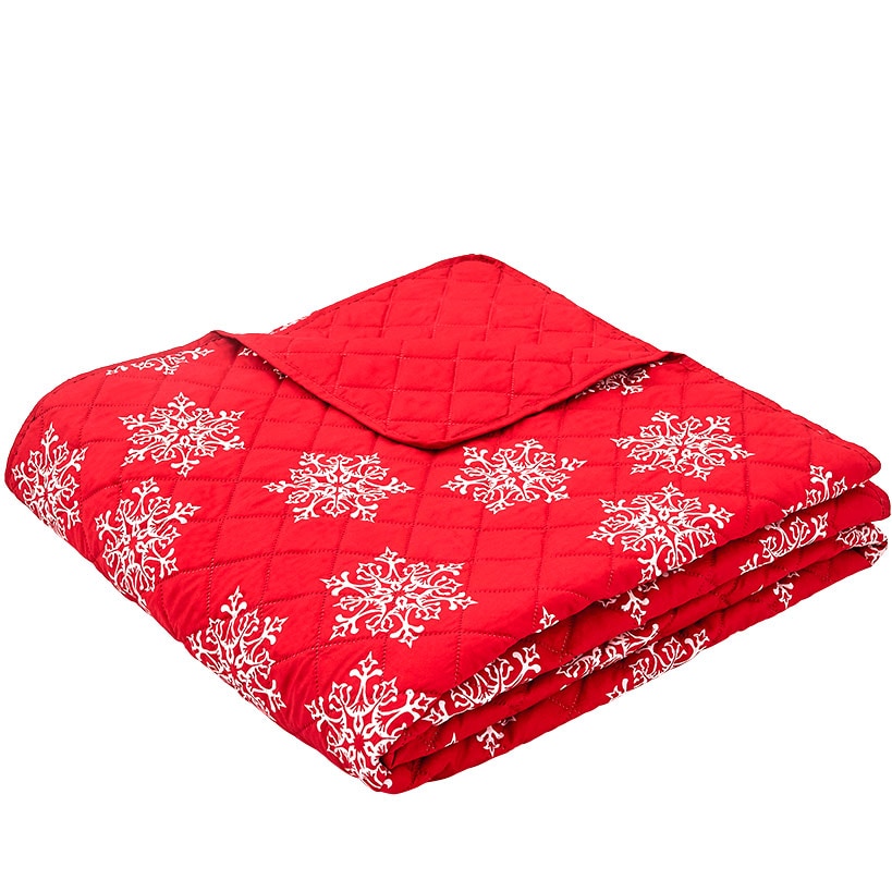 Red Snowflake Full/Queen Quilt Set with Shams#select-size_full/queen