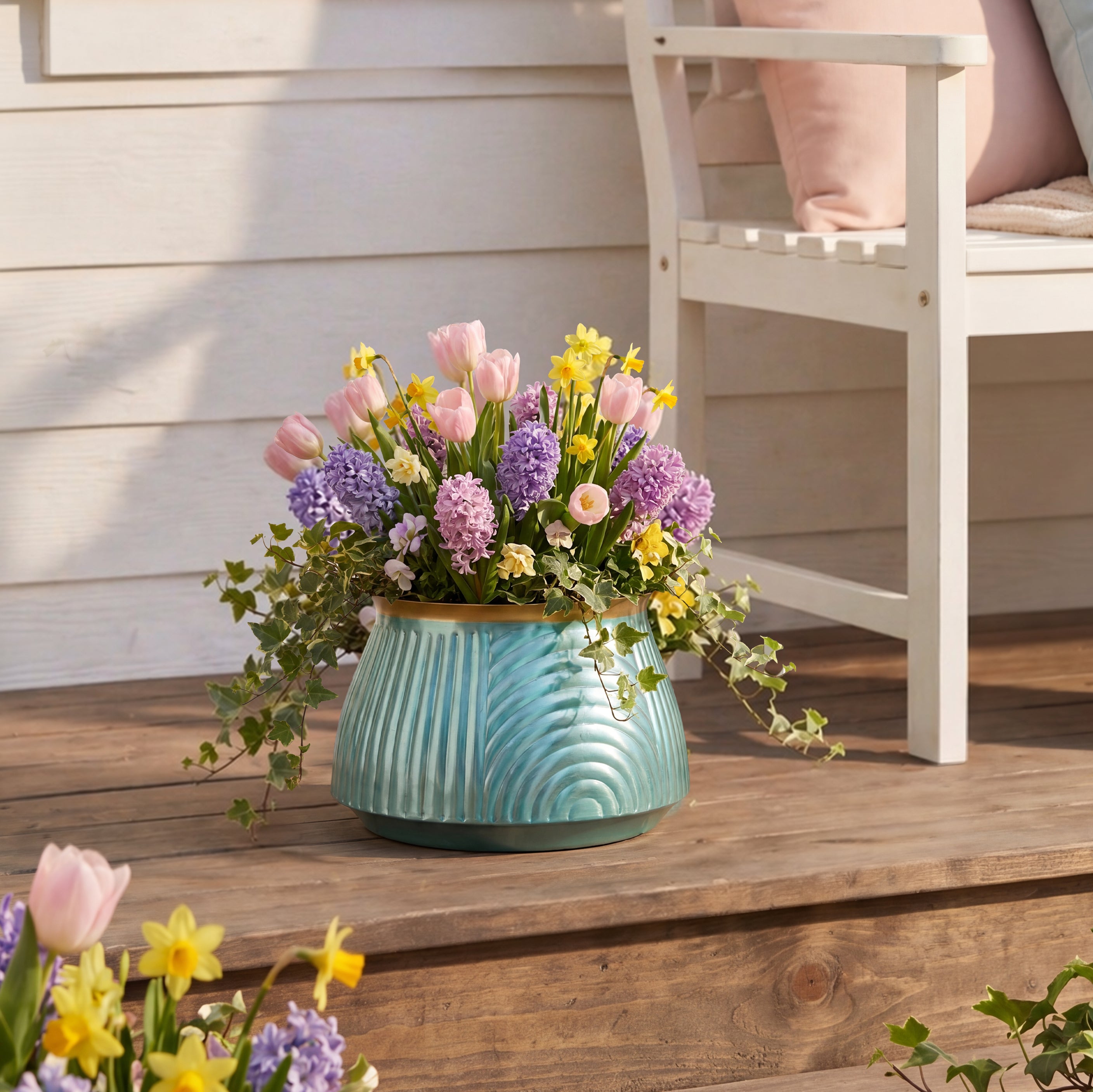 Ribbed Metal Planter