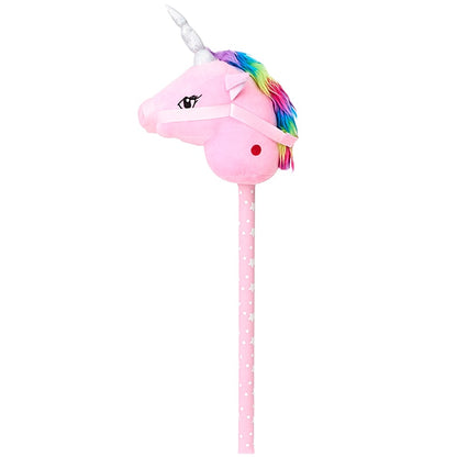 Magic Sounds Plush Animal Head Riding Stick - Interactive Pretend Play Toy