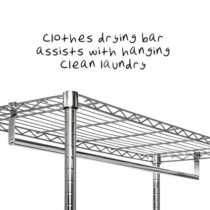 Rolling Laundry Station with Hanging Bar