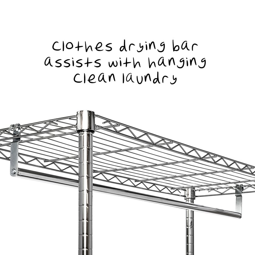 Rolling Laundry Station with Hanging Bar
