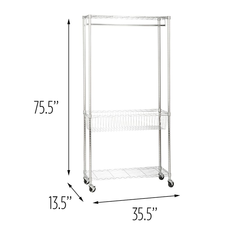 Rolling Laundry Station with Hanging Bar