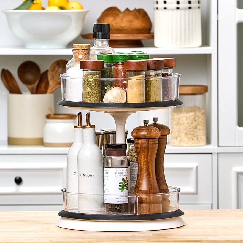 Clear Round Plastic Spinning Cabinet Organizer - Expandable