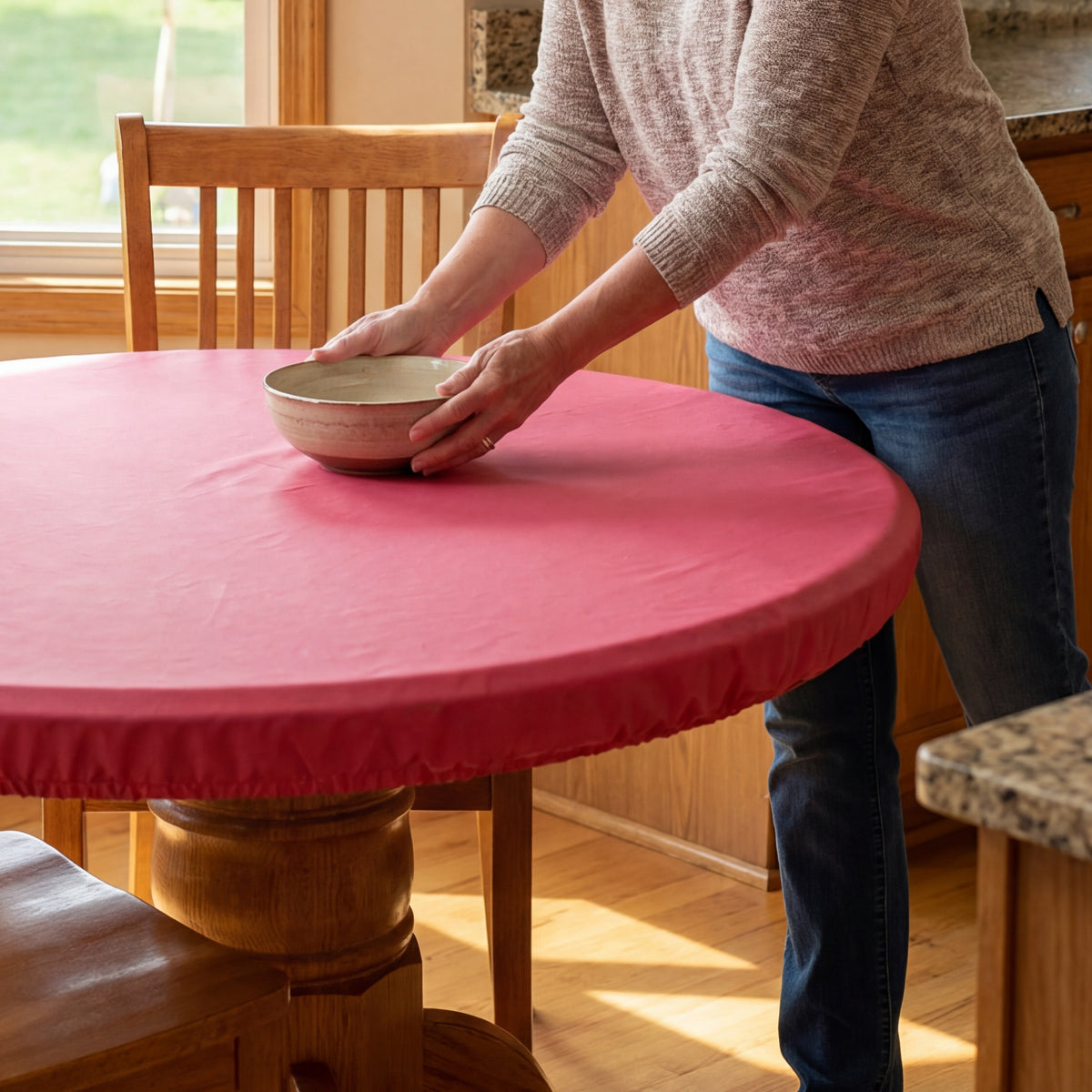 Round Solid Color Custom Fit Tablecloth | LTD Commodities