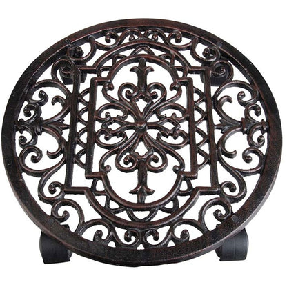Filigree Round Antique Rust Plant Trolley