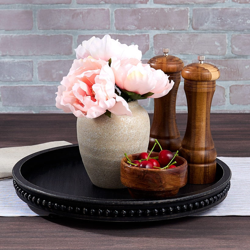 Beaded Wood Round Serving Trays#select-tray_round-tray