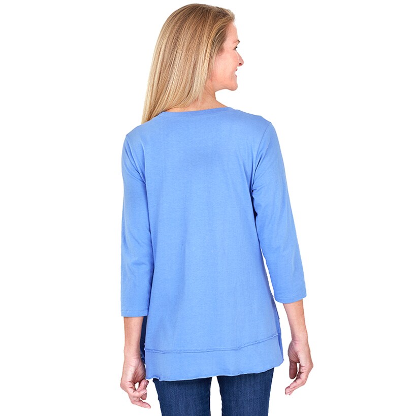 Screen-Printed Ruffle Trim Fuchsia Tunic