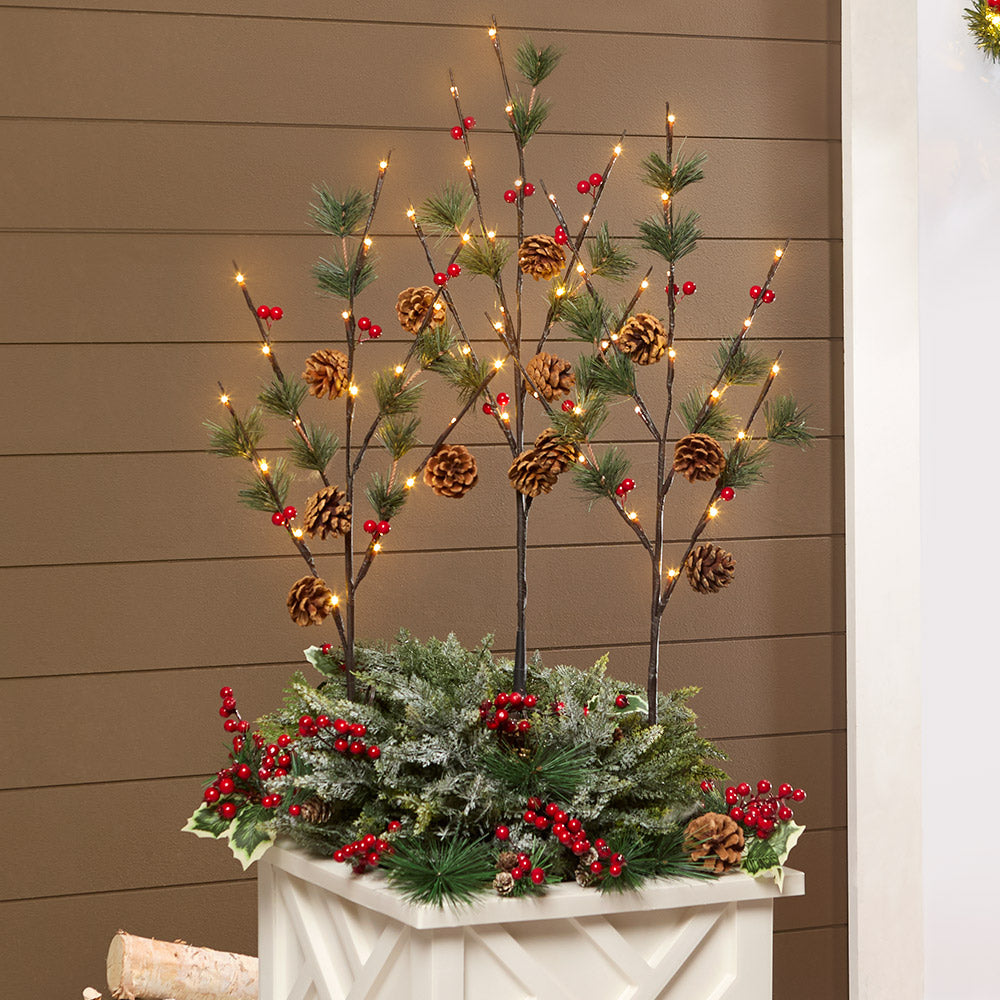26" Solar Pinecone Stakes Set of 3