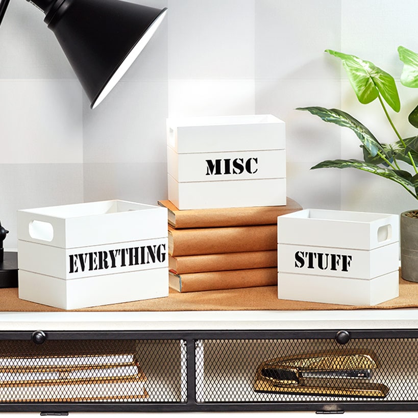 Set of 3 Desktop Organizer Crates