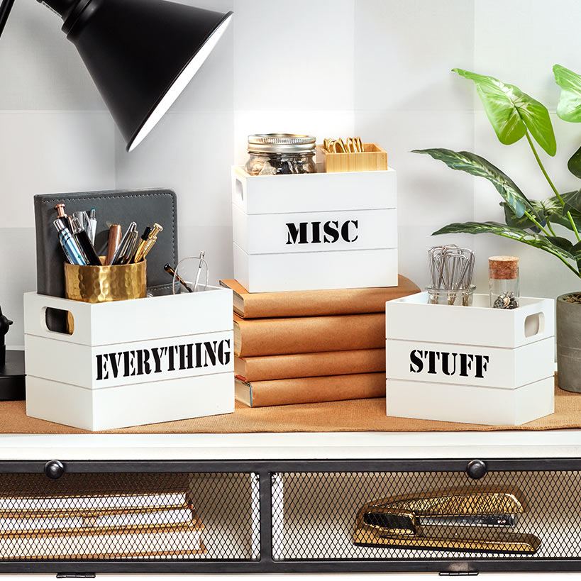 Set of 3 Desktop Organizer Crates